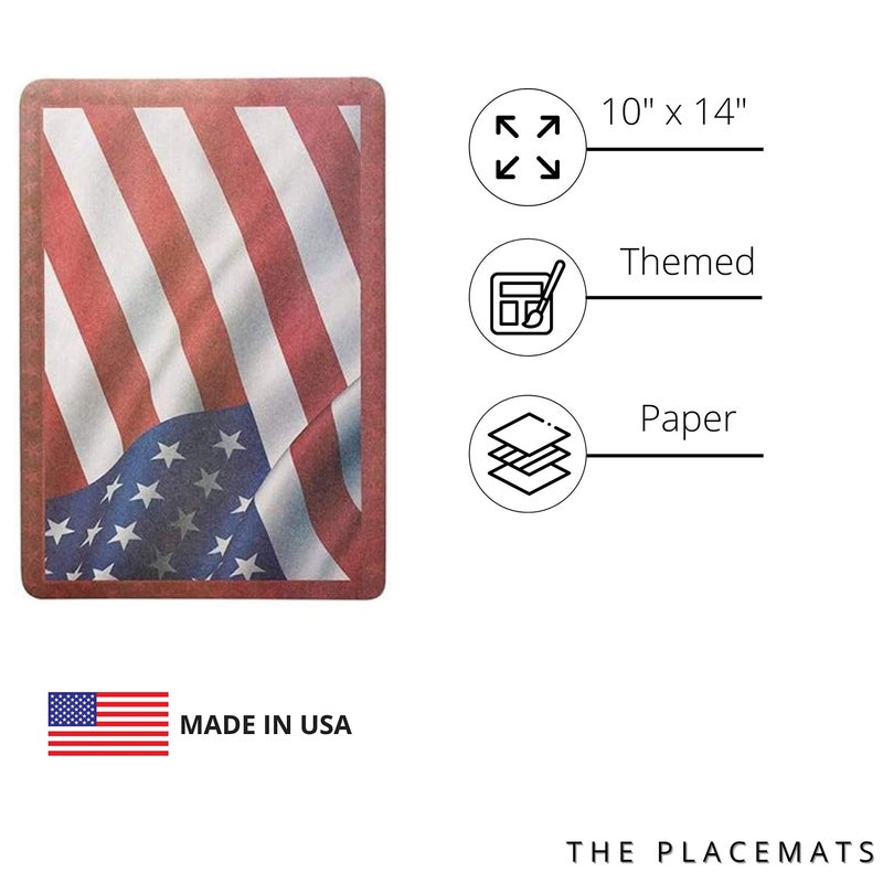 Netko American Flag Paper Placemats for Dining Table â€“ Disposable Color Table Mats Great for Parties 10"x14" American Flag 50 ct - Image 5